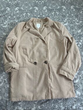 H&M Light Beige Double-Breasted Women's Blazer Jacket